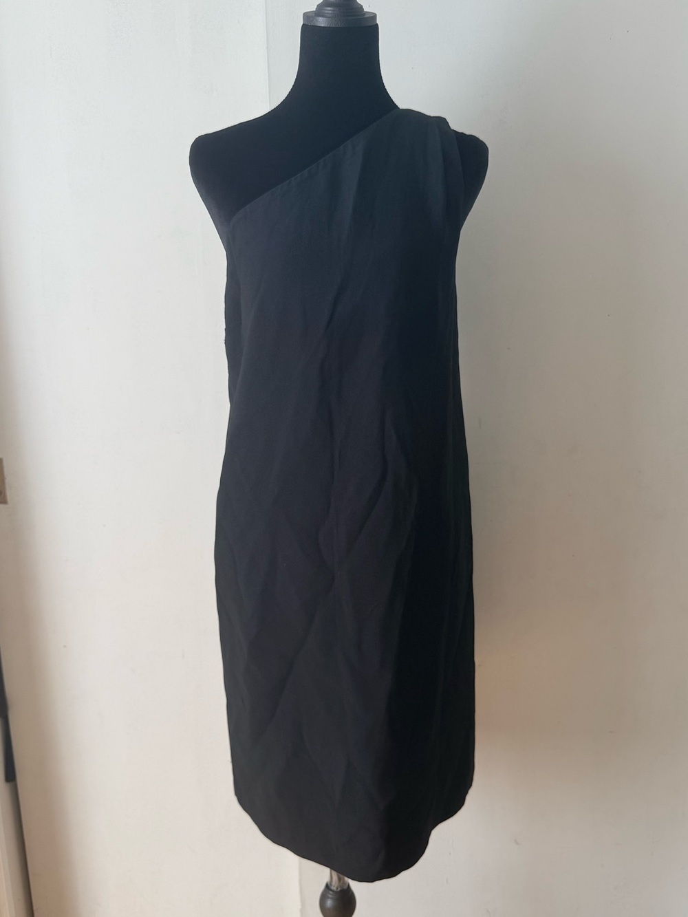 Massimo Dutti Black One-Shoulder Midi Dress
